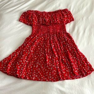 Jack by BB Dakota Kindsley Dress Floral Smocked Waist Strapless Red